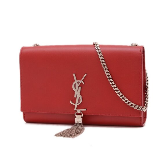 YVES SAINT LAURENT Red Leather Shoulder Bag - Picture 1 of 10